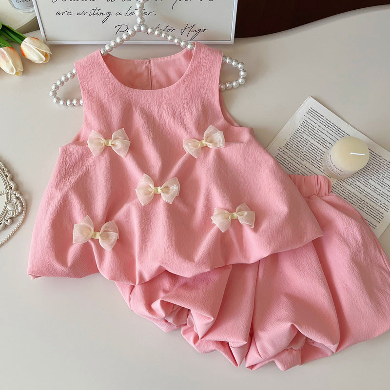 Summer Bowknot Cute Fashionable Sleeveless Bud Vest Children's Dress