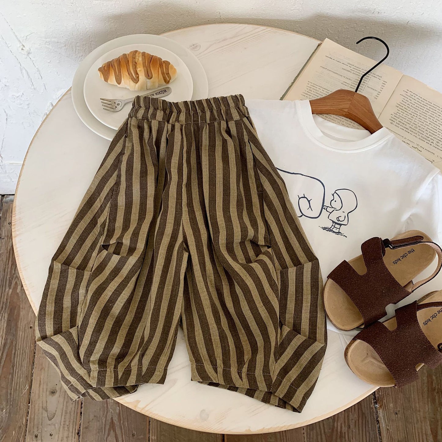 Children's Summer Boys Loose Striped Machete Cropped Children's Pants