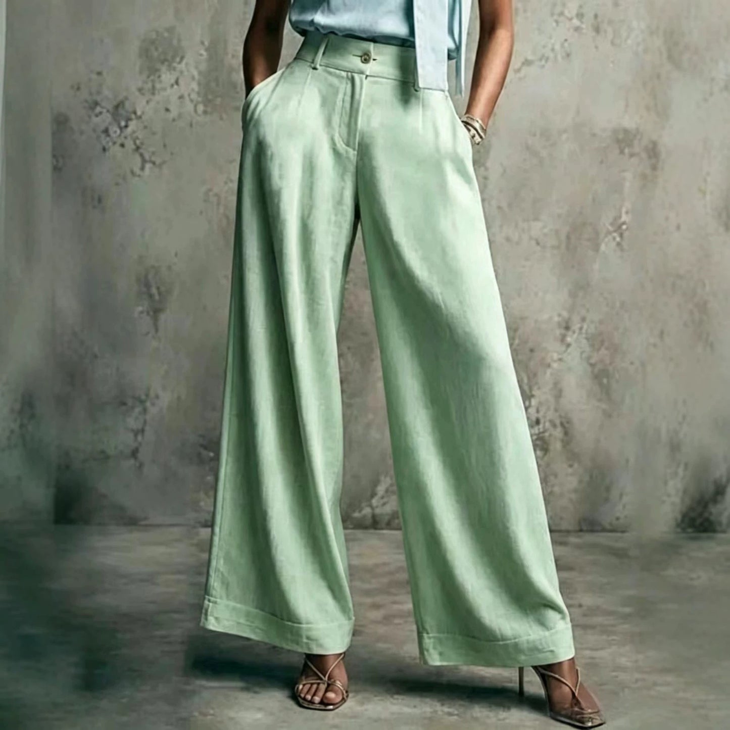 Women's Solid Color Wide Leg High Waist Loose Casual Pants