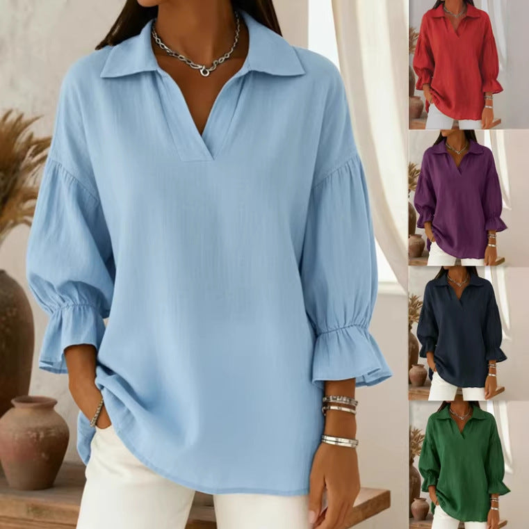 Women's Solid Color Casual Loose Stylish Long Blouse