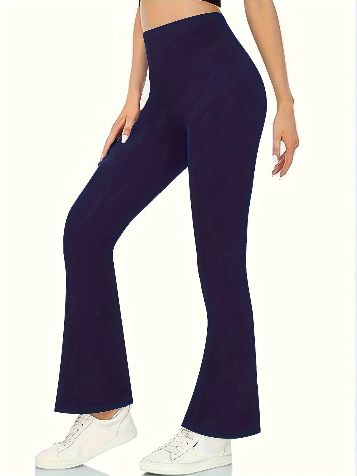 Women's High Waist Flared Solid Color Thin Breathable Straight Pants