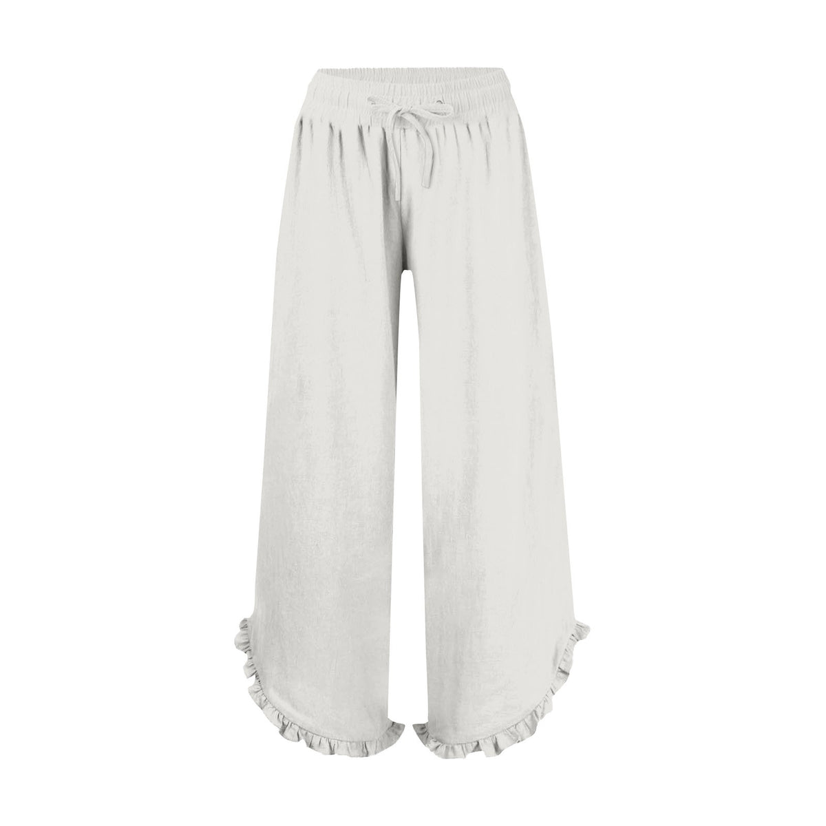 Women's High Waist Pleating Irregular Trousers Cotton Linen Casual Pants