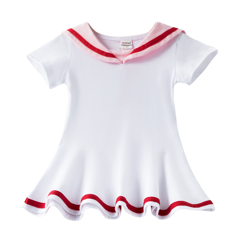 Color Pure Cotton A- Line Skirt Short Children's Dress