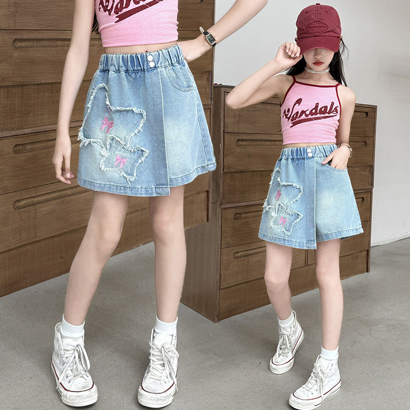 Denim Shorts Older Summer Wear Western Style Hot Children's Pants