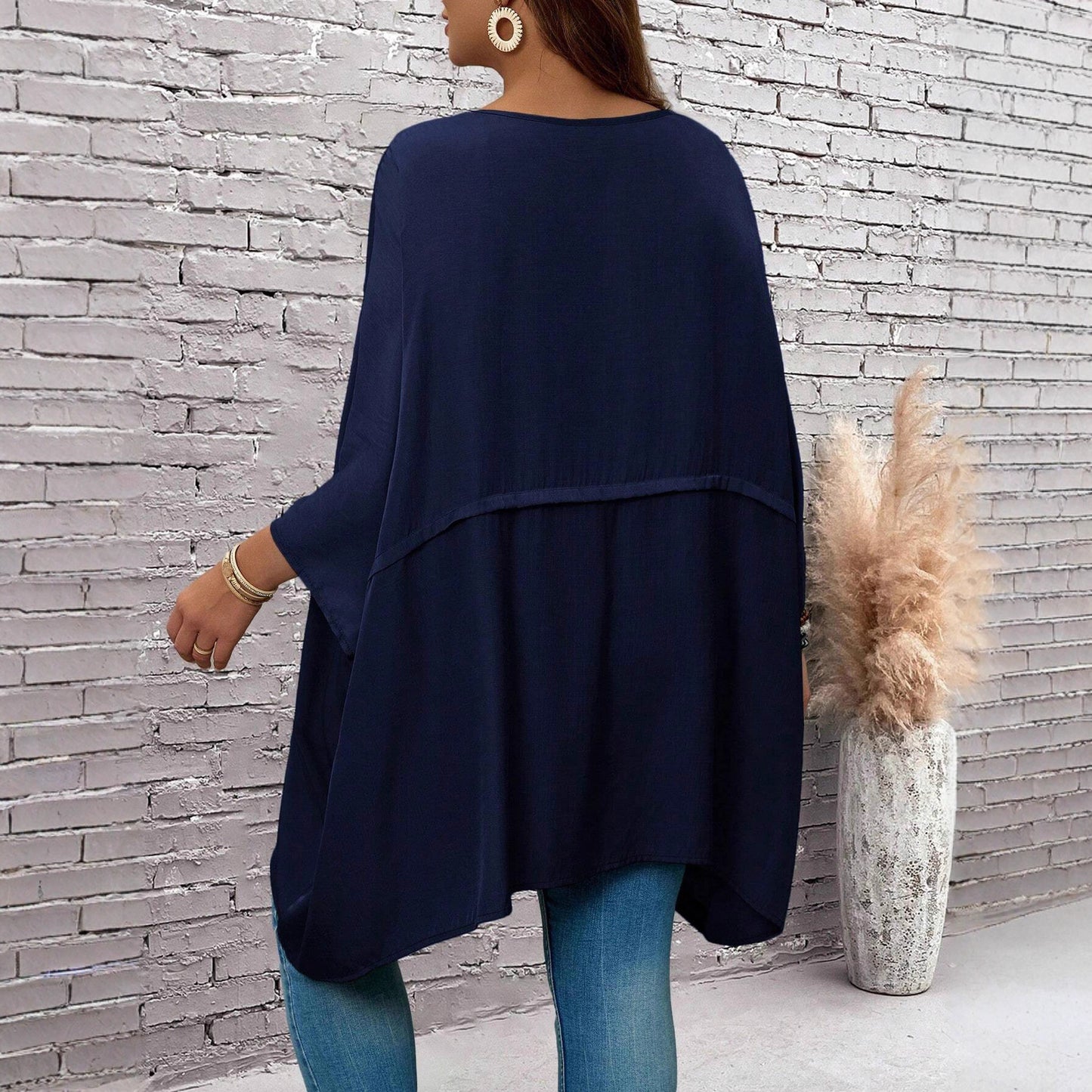Elegant Women's Loose Round Neck Batman Large Size T-shirt