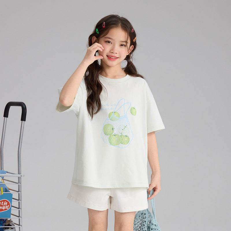 Children's Summer Cartoon Fruit Printed Short-sleeved Cotton Children's T-shirt