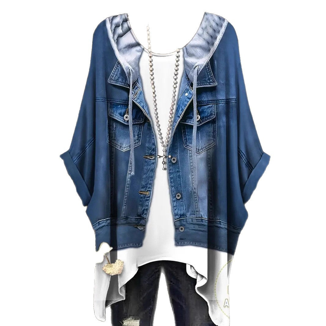 Glamorous Women's Mid-length Printed Comfortable Casual Large Size T-shirt