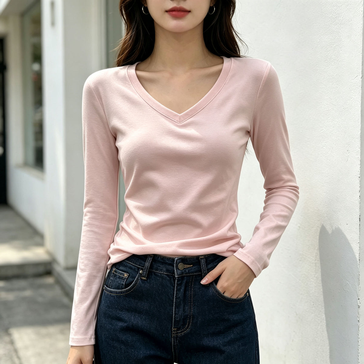 Women's Shoulder Spring Inner Wear Long Sleeve Tops
