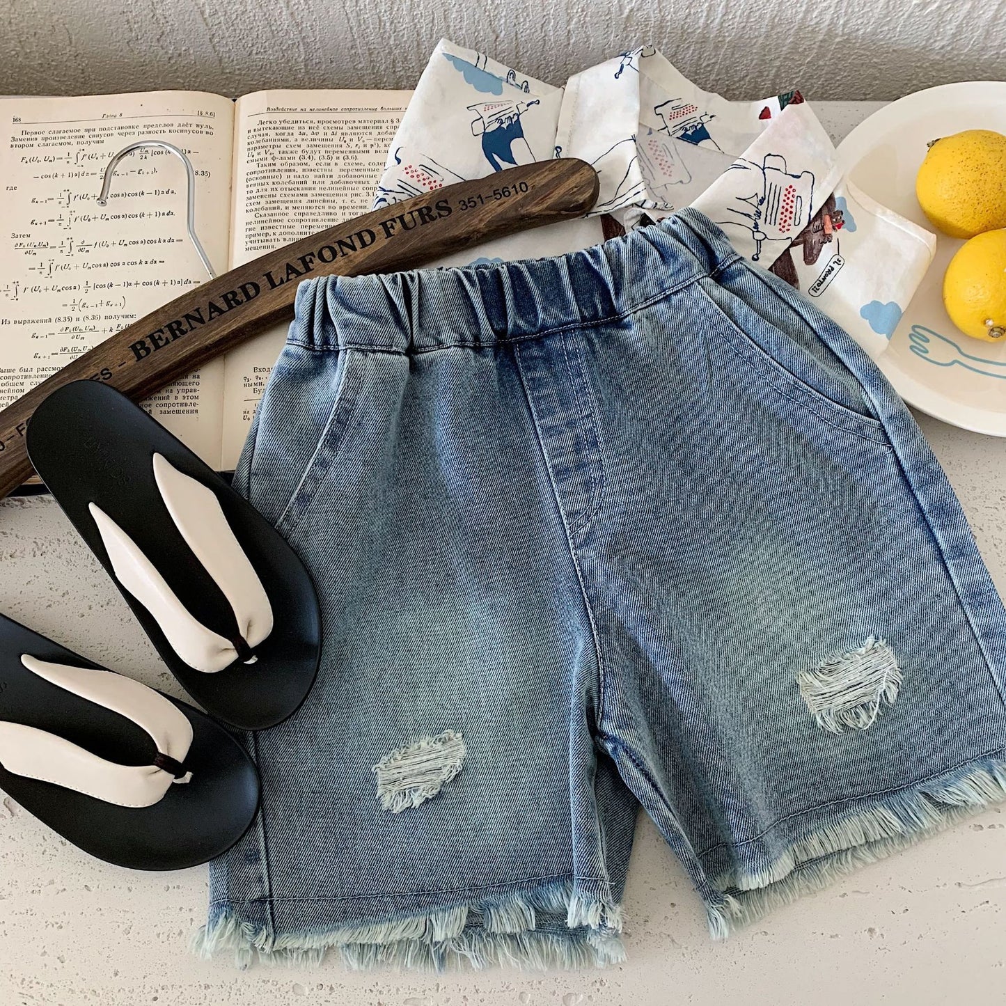 Children's Denim Shorts Summer Boys Ripped Frayed Children's Pants