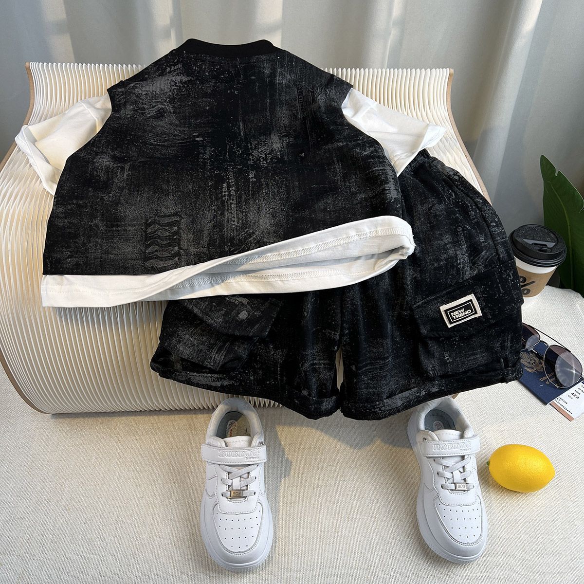 Children's Street Summer Wear Korean Style Work Clothes Short Sleeve Handsome Children's Suit