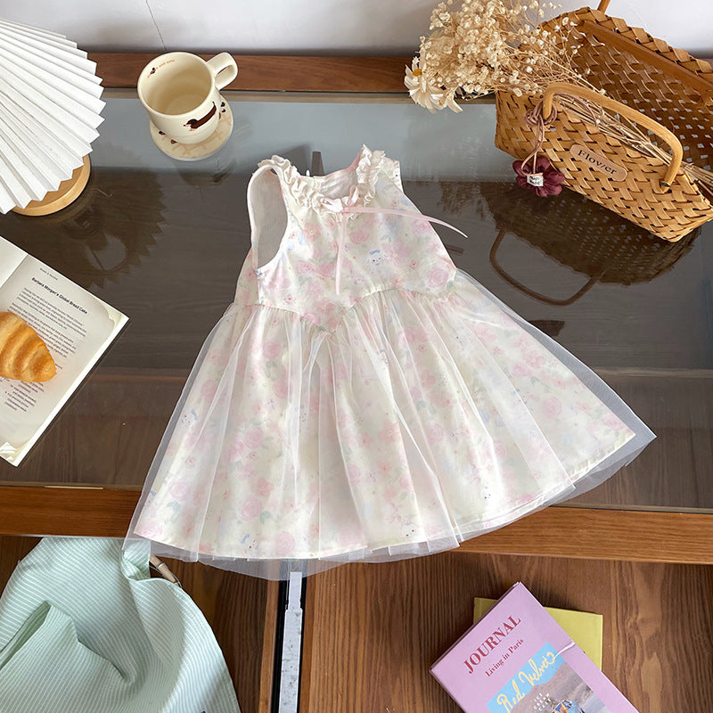 Shirt Sleeveless Mesh Princess Fashionable Skirt Children's Dress