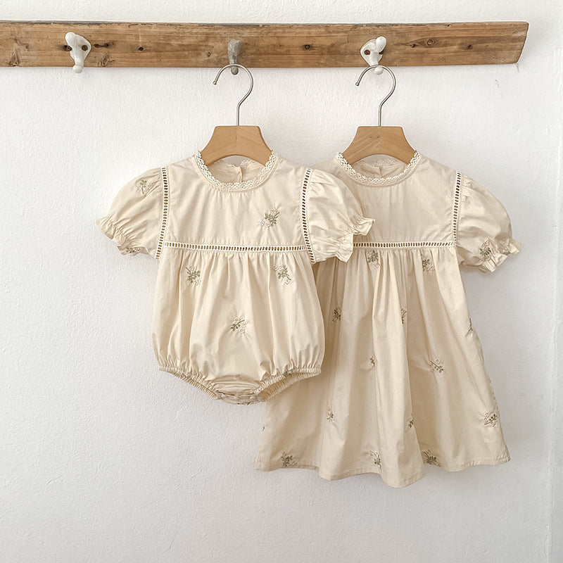 Infant Romper Princess Embroidered Western Style Sisters Children's Dress