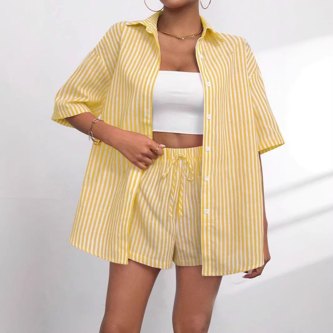 Source Lapel Striped Shirt Sleeve Two Suits
