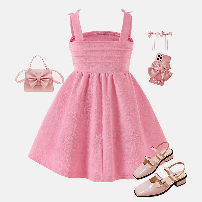 Summer Sleeveless Vest Sweet Tridimensional Bow Children's Dress