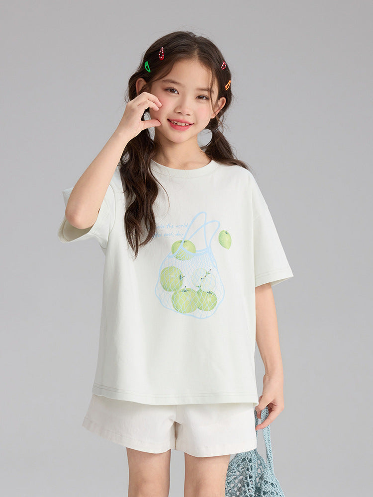 Children's Summer Cartoon Fruit Printed Short-sleeved Cotton Children's T-shirt