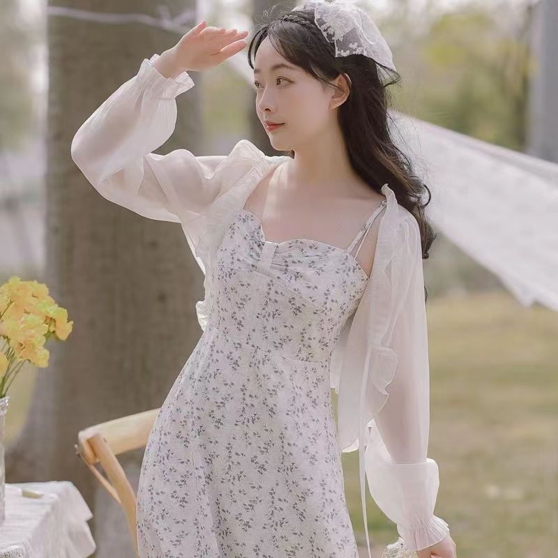 Women's Sun Protection Summer Sling Dress Outer Lace Shirt, Chiffon Shirt