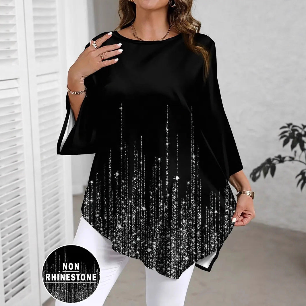 Women's Autumn Casual Versatile Gradient Printing Round Tops