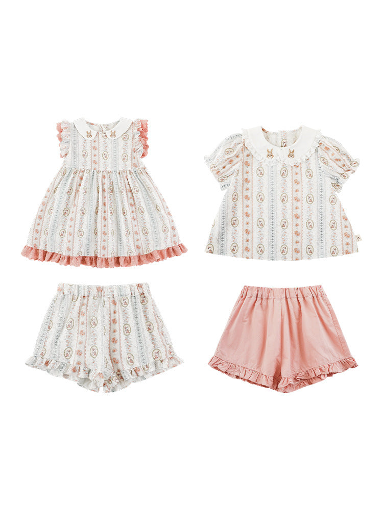 Children's Sweet Bubble Sleeve Cage Fashionable Blouse Children's Dress