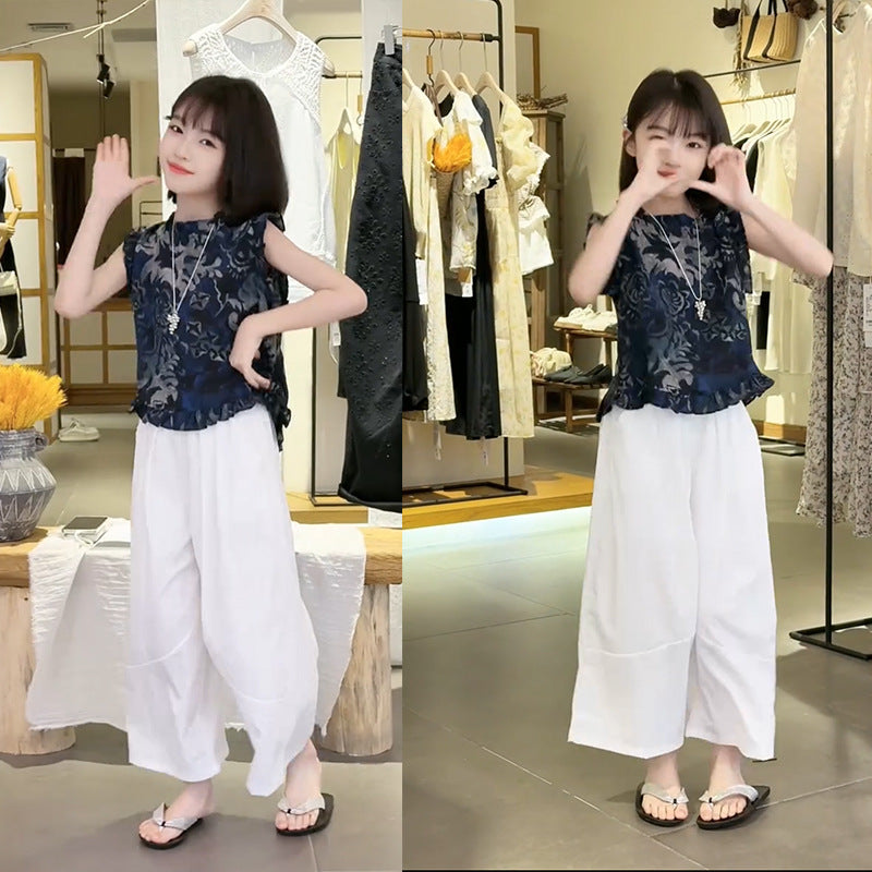 Children's Medium Large Western Style Sleeveless Vest Thin Pants Children's Suit