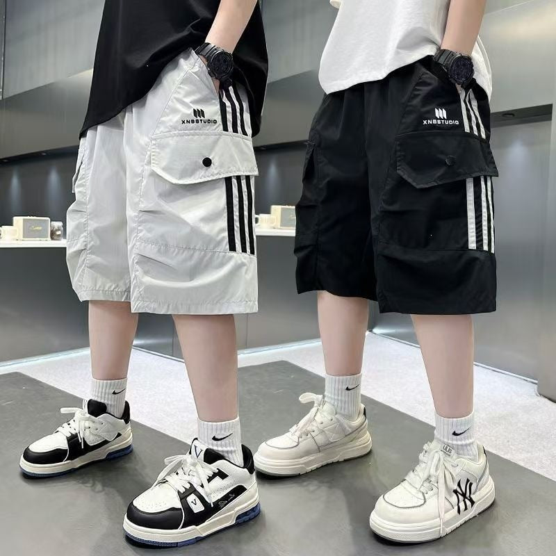 Children's Casual Overalls Summer Medium Large Cropped Children's Pants