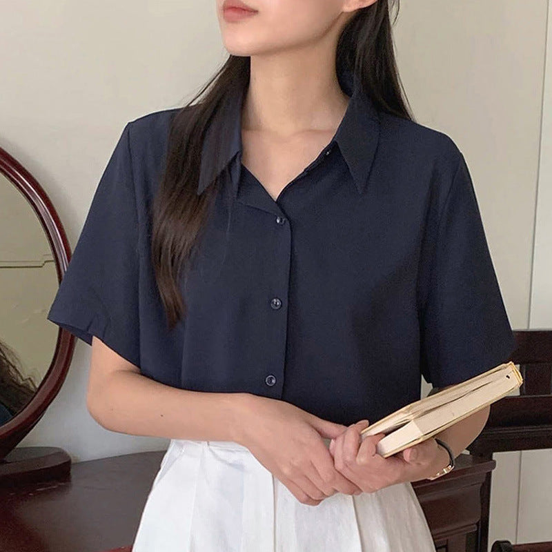 Women's Chiffon Shirt Summer Style Loose Short-sleeved Blouse