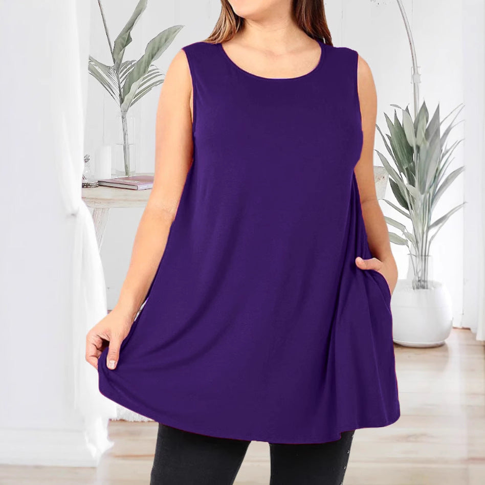 Women's Fashion Casual Pocket Solid Color Vests