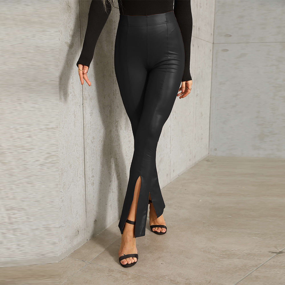 Women's Style Sexy Bell-bottom Oversized High Waist Belly Contracting Color Casual Pants