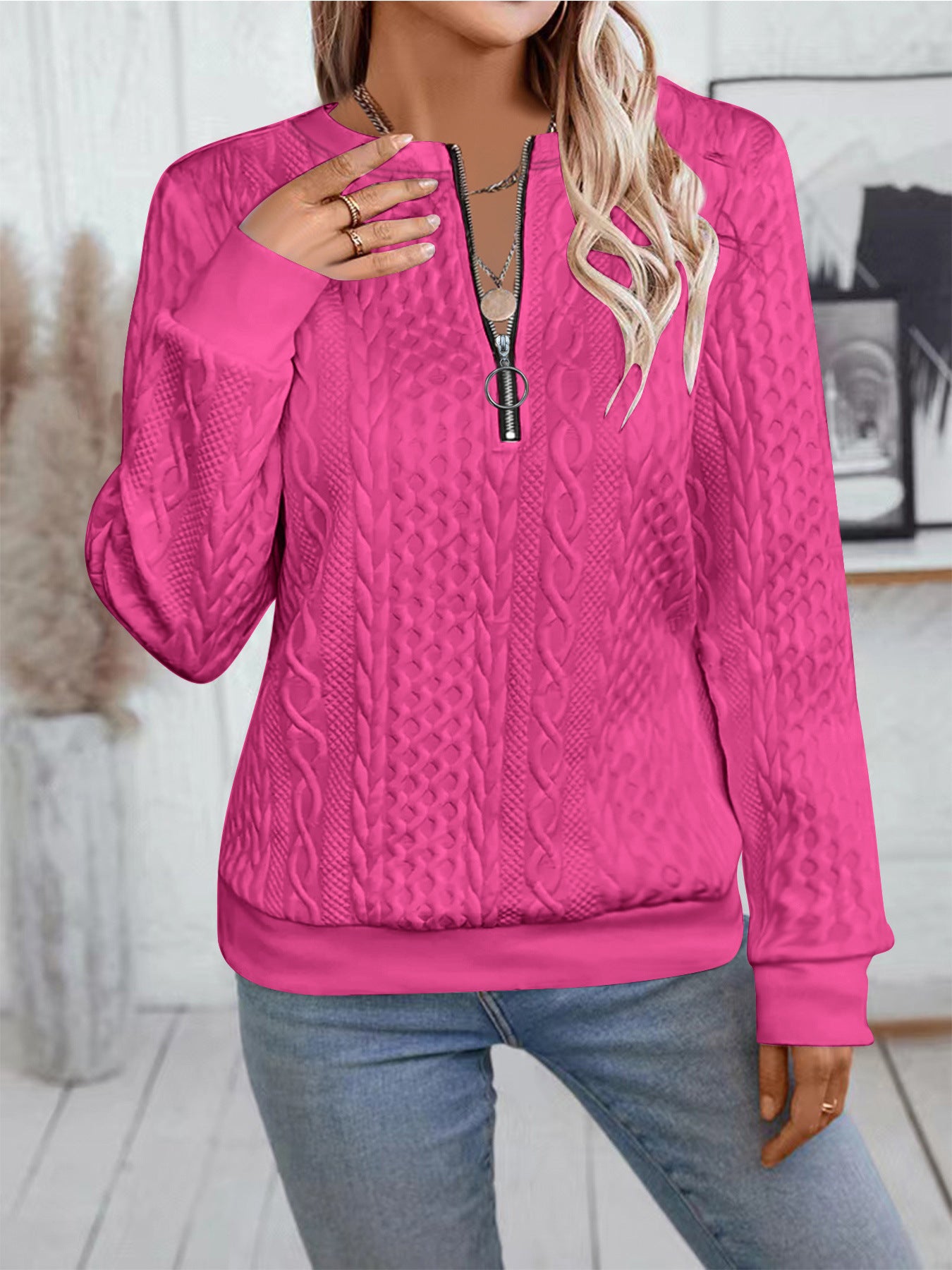 Innovative Popular Women's Casual Neckline Zipper Sweaters