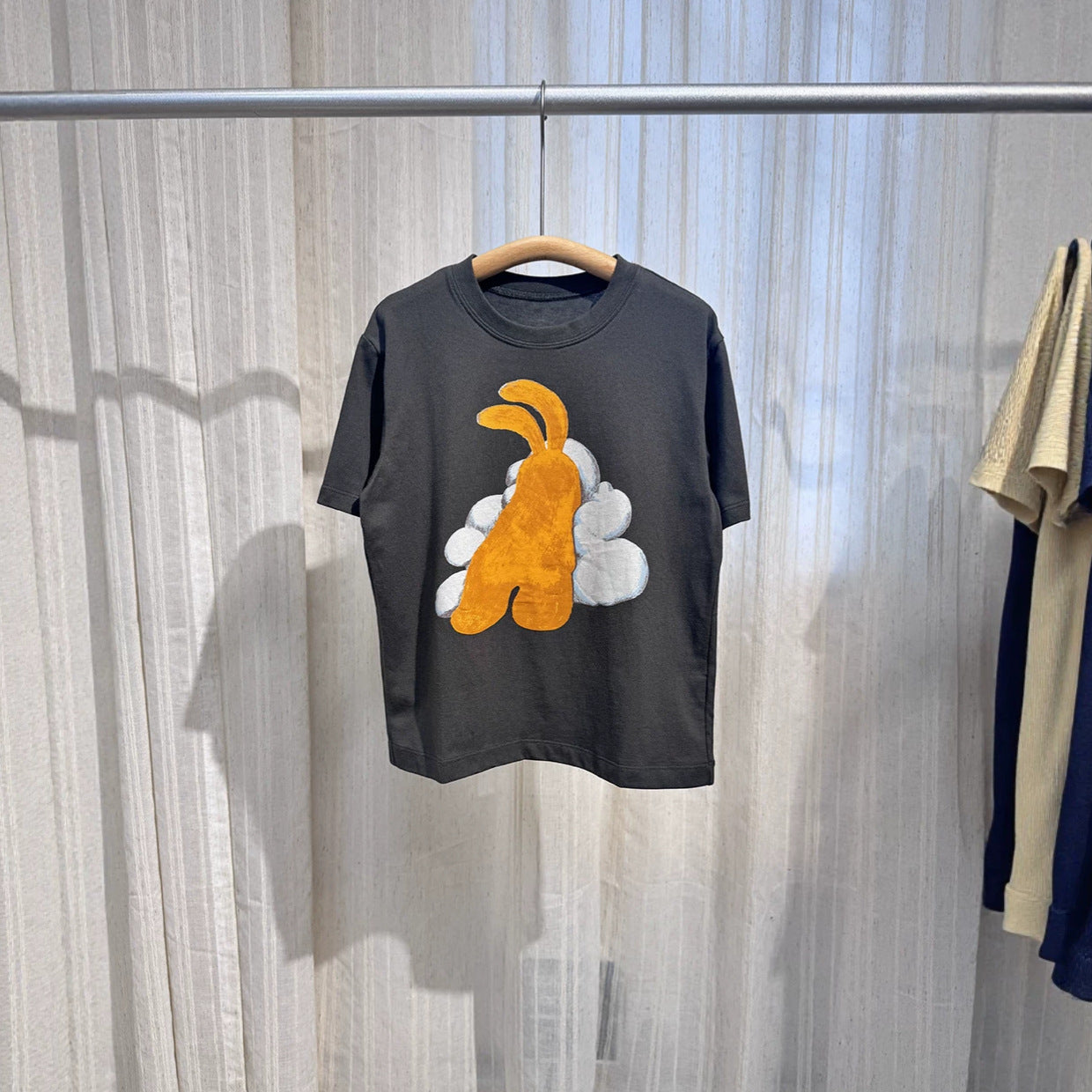 Children's Clothing Cloud Rabbit Two-color Short-sleeved Cotton Breathable Printed Boys Children's T-shirt