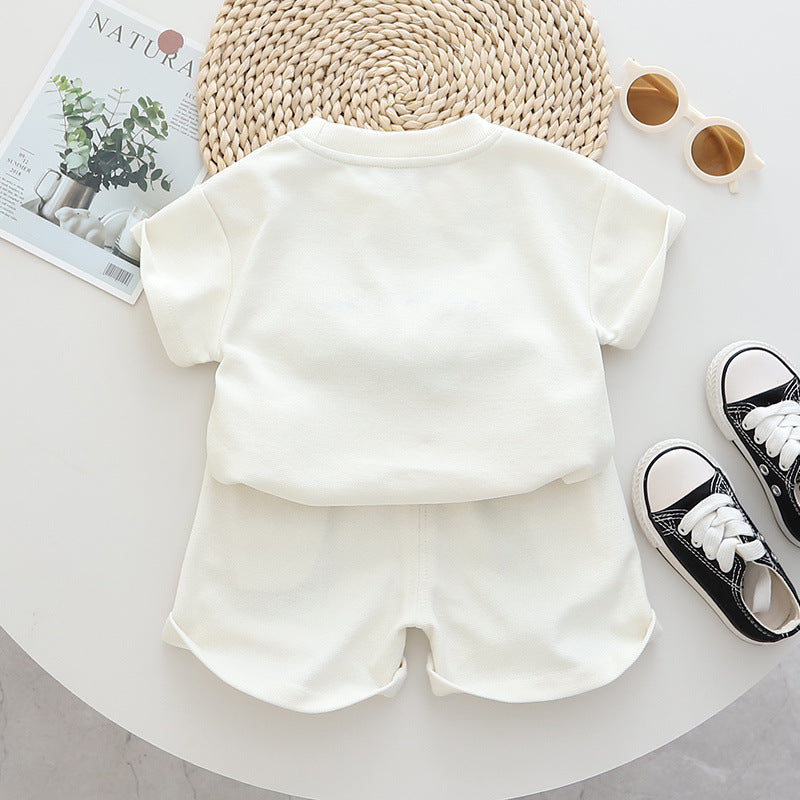 Children's Boys Summer Korean Cartoon Handsome Clothes Short Sleeves For Infants Children's Suit