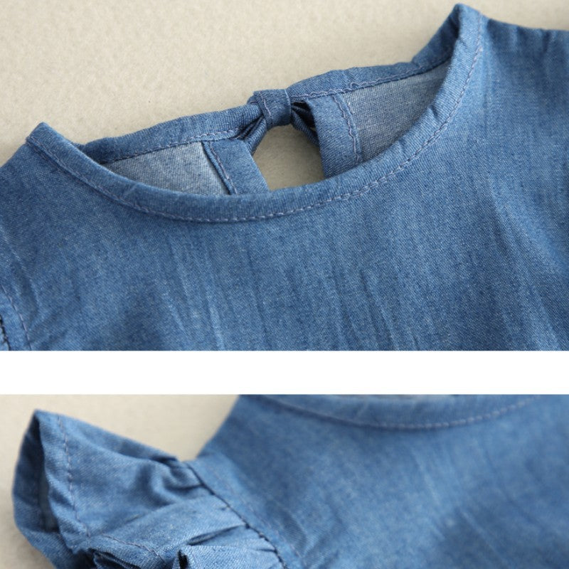 Born Summer Clothes Clothing Sleeveless Triangle Rompers Jumpsuits Denim Jumpsuit, Climbing Suit
