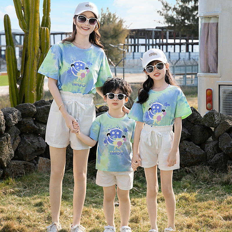 Summer Suit Travel Vacation Leisure Fashion T-shirt Parent-child Outfit