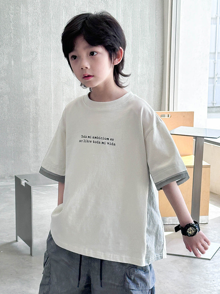Children's Short-sleeved Summer Clothes Fashion Half Sleeve Older Cotton Tops Children's T-shirt