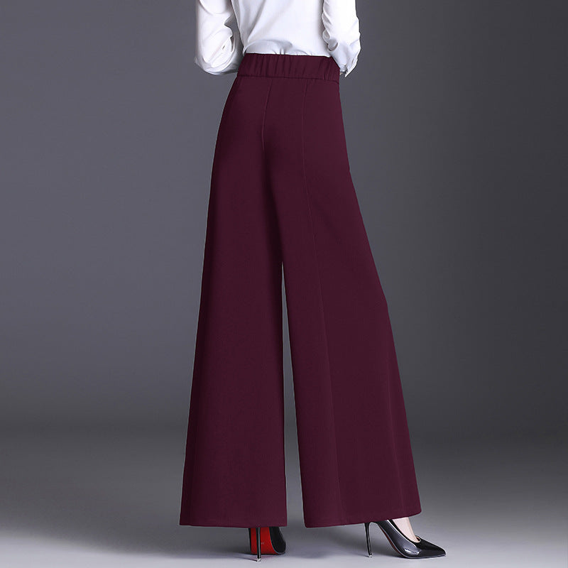 Spring High Waist Flared Loose Culotte Black Casual Pants