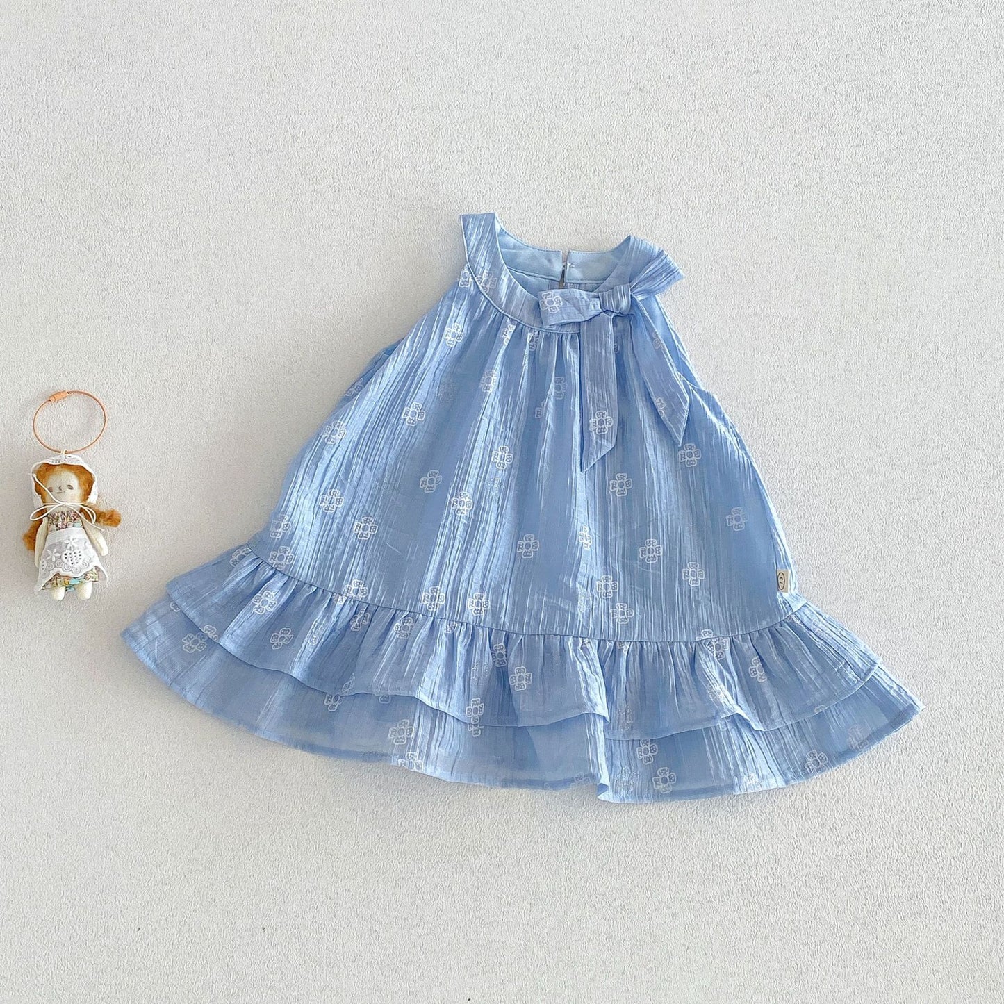 Vest Summer Full Printed Floral Bow Skirt Children's Dress