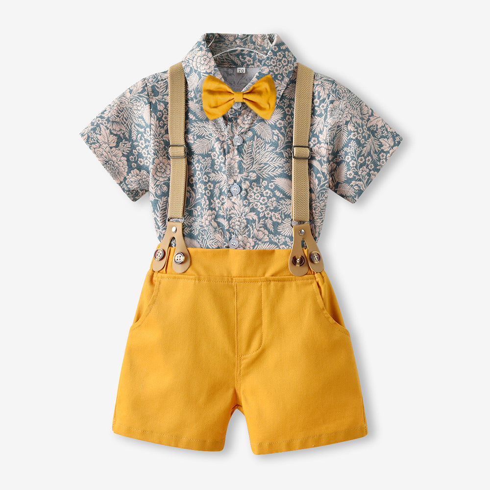 Children's Clothing Boy's Beach Wind Flower Shirt Outfit Children's Suit