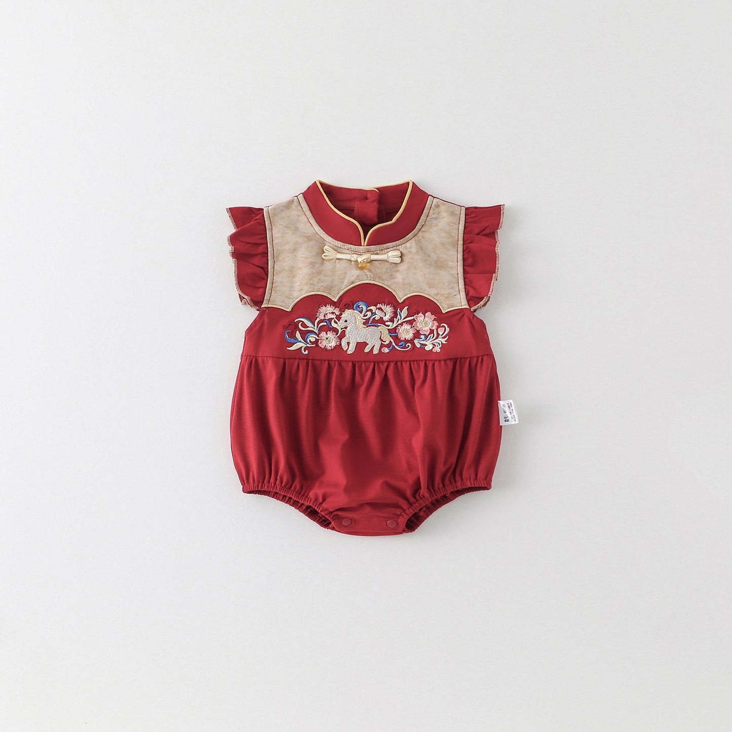 Red One Year Old Dress Romper Style Summer Born Clothes Jumpsuit, Climbing Suit