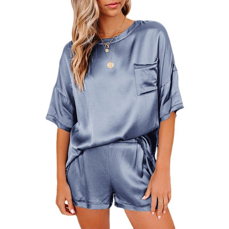 Solid Color Chiffon Pajamas Loose Two-piece Suits