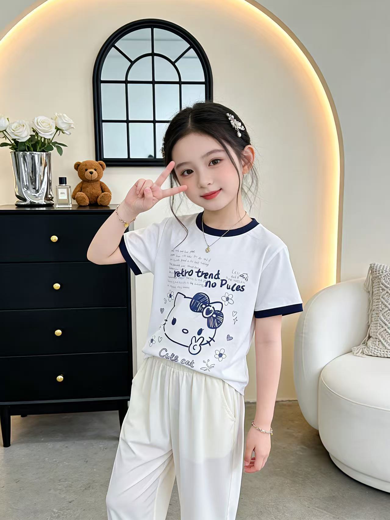 Children's Yellow Duck Summer Clothing Short Sleeve Cartoon Half Casual Bottoming Children's T-shirt