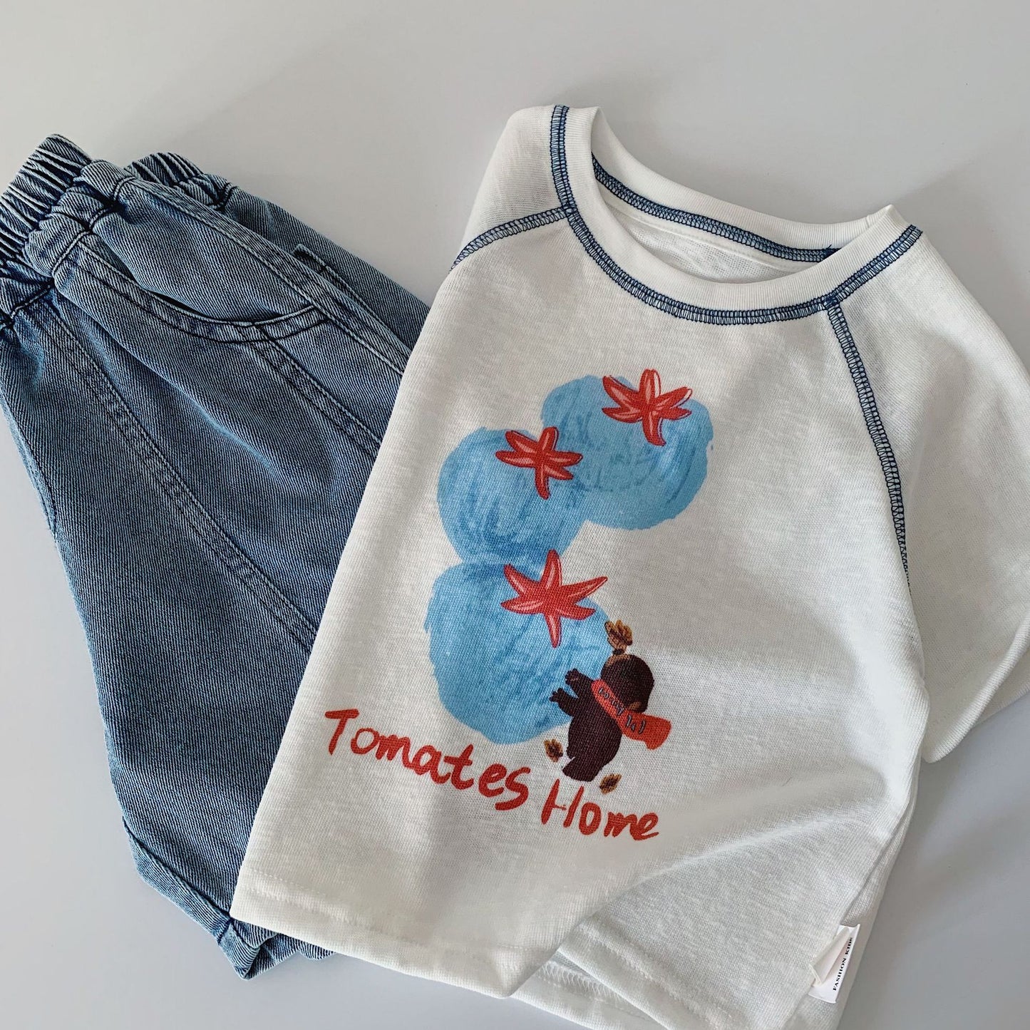 Children's Boy's Short-sleeved Summer Cartoon Printed Pullover Children's T-shirt