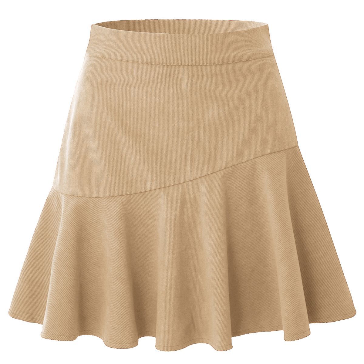 Women's Color Corduroy Zipper Female High Waist Skirt