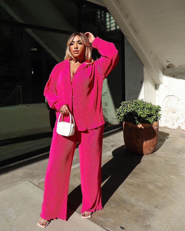 Glamorous Women's Sexy Pleated Loose Multicolor Fashion Casual Suit
