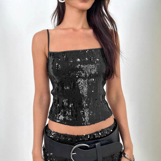 Sequin Sling Low-cut Elegant Easy Matching Party Small Vest/suspenders/tube Top