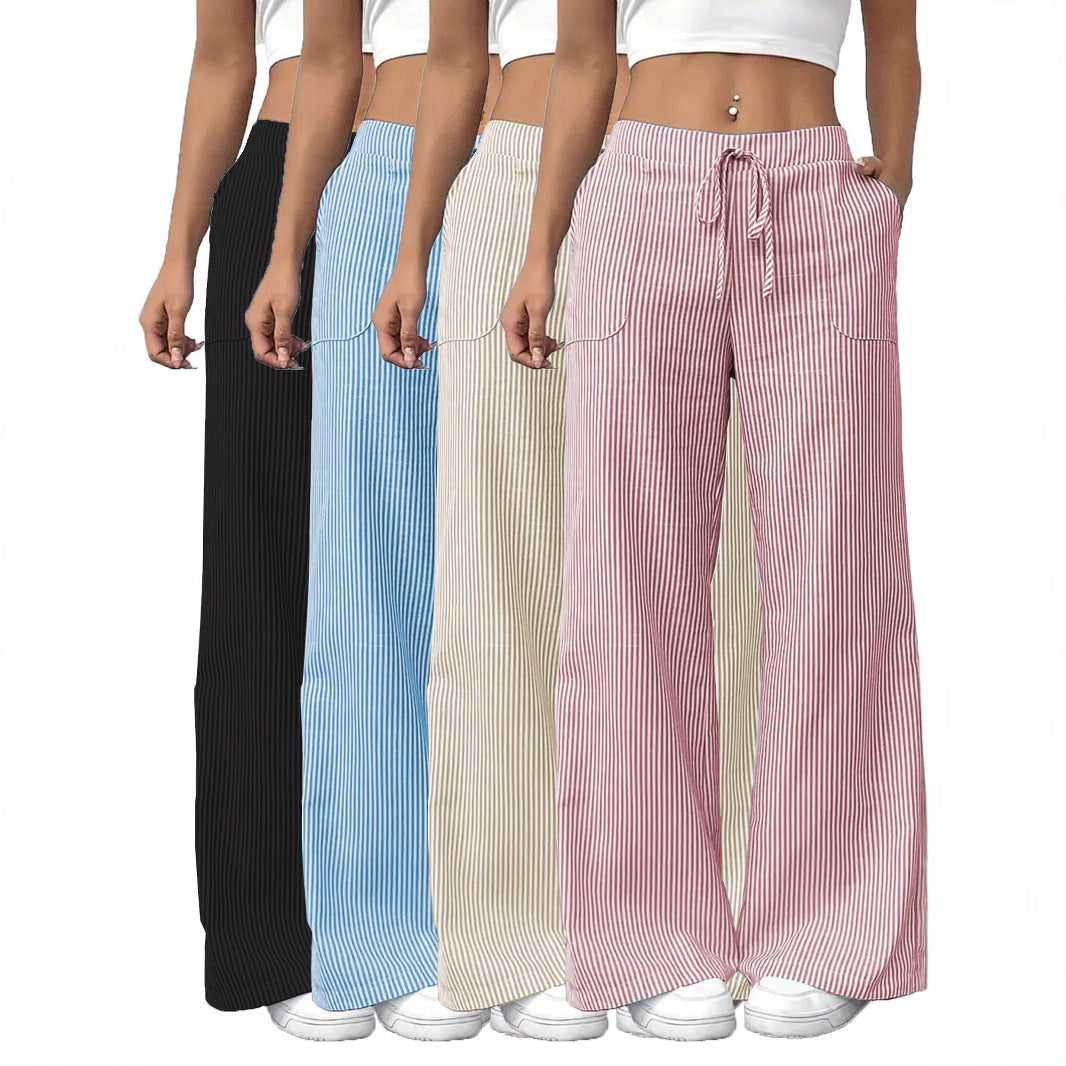 Women's Spring Stripes Fashion Loose-fitting Trousers Casual Pants