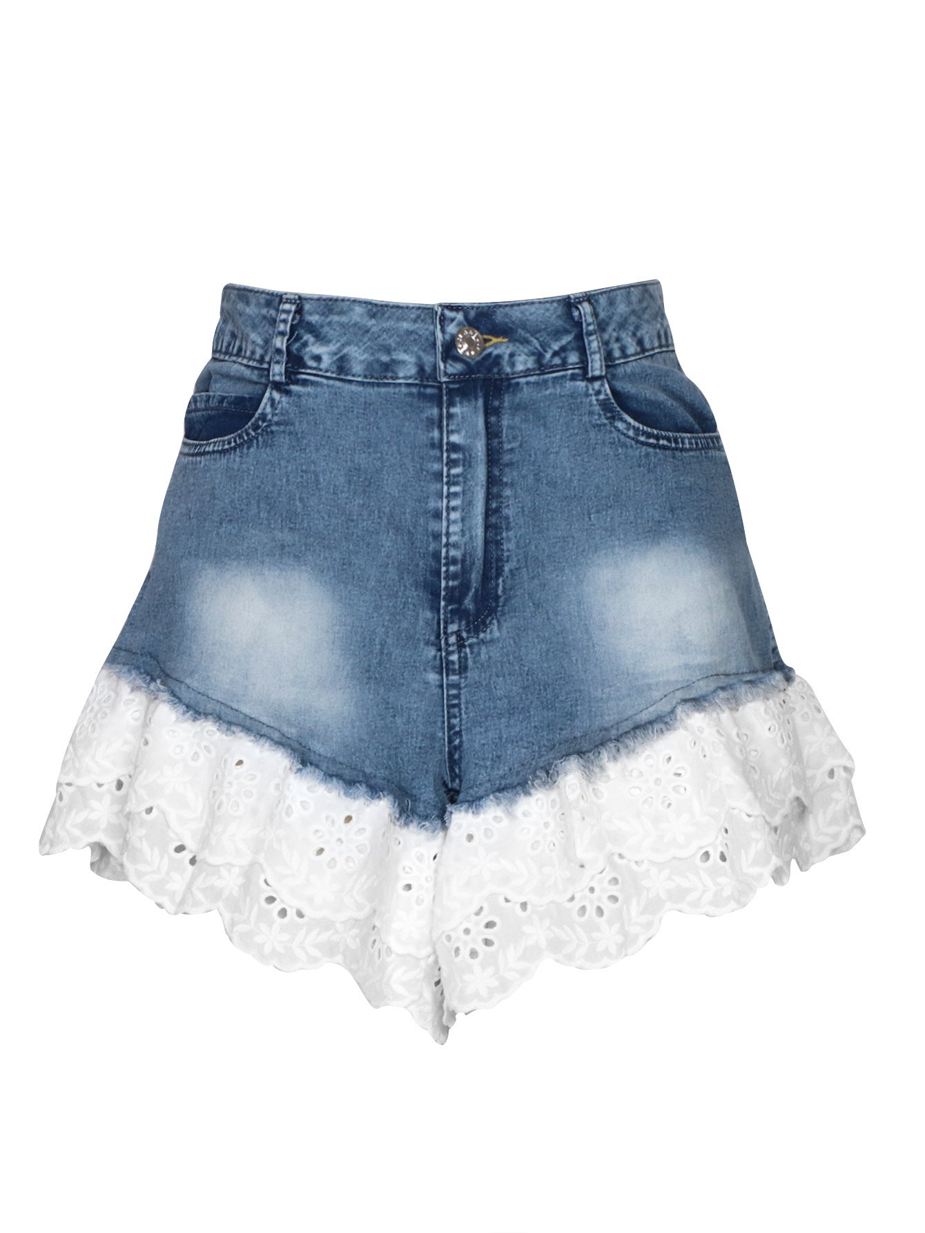 Denim Stitching Lace Summer Hot Vacation Women's Jeans