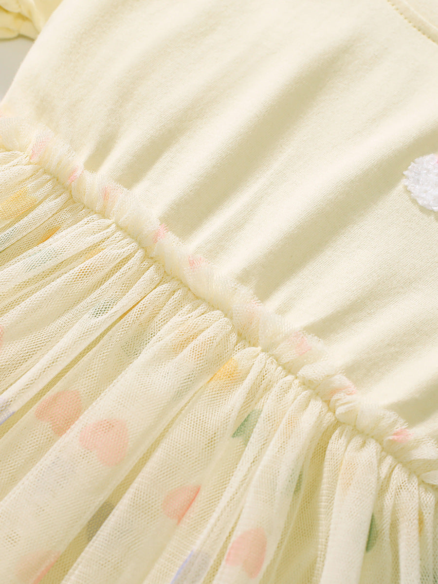Children's Cute Ruffle Sleeve Cotton Skirt Summer Children's Dress