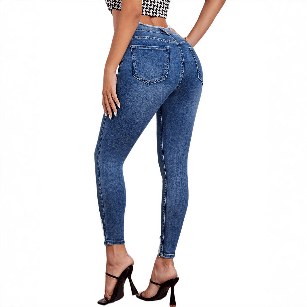 Women's Ripped Stretch Denim Skinny Slimming Hip Pants