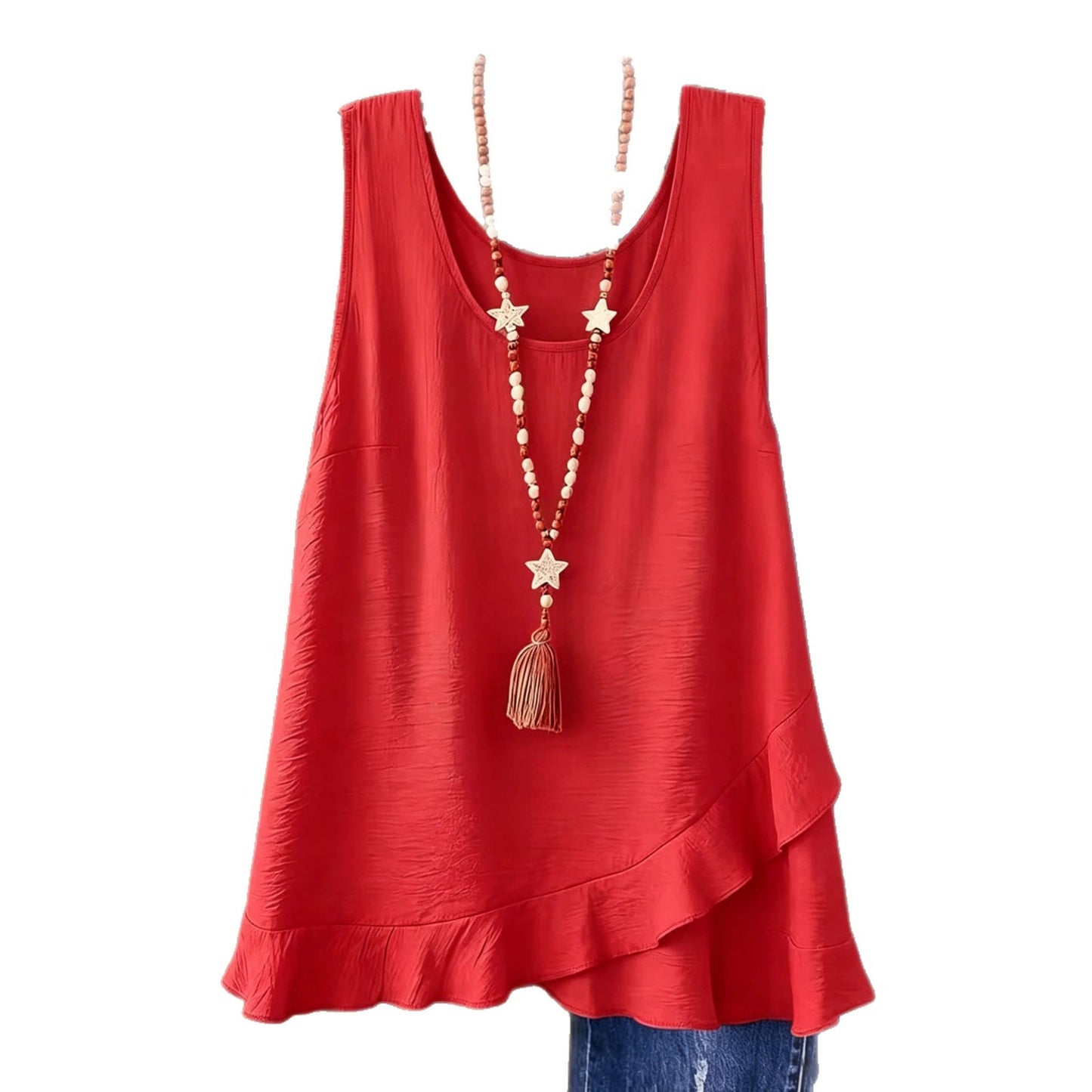 Women's Summer Solid Color Casual Sleeveless Fake Blouse