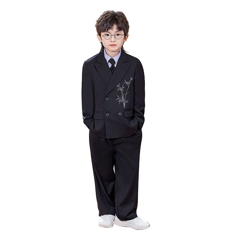 Children's Chinese Style Dress National Bamboo Embroidered Boy's Year-old Flower Children's Suit