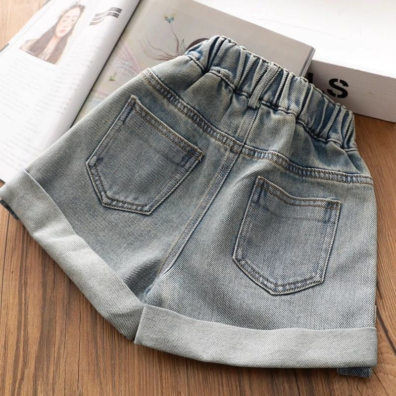 Children's Western Style Curling Denim Shorts Summer Thin Soft Children's Pants